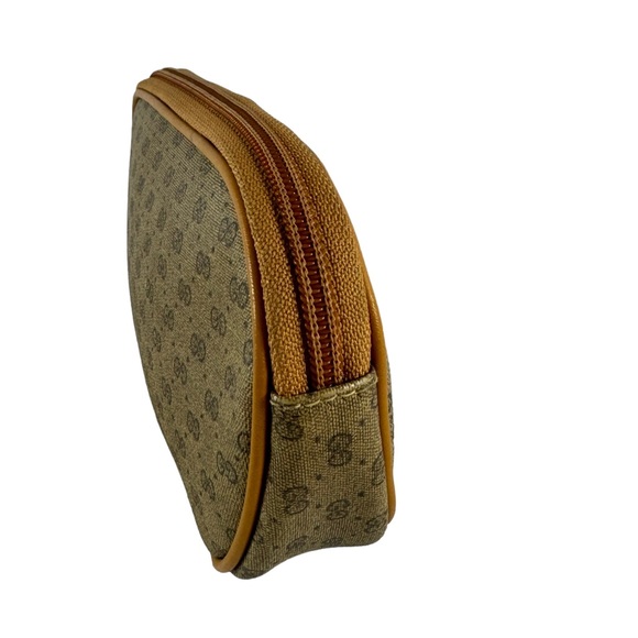 70's GUCCI Beige Canvas Micro Supreme GG Pattern Makeup Pouch Bag Authenticated - Picture 5 of 15